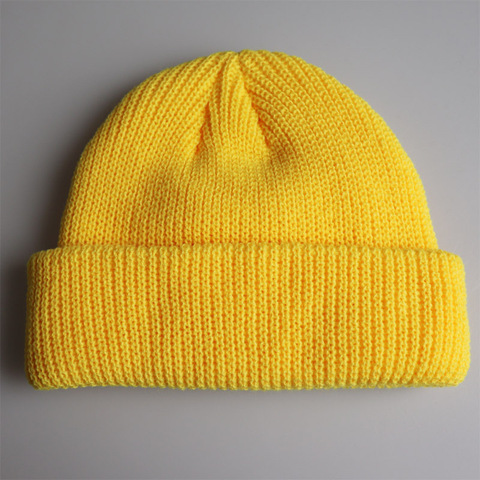 Solid Colors Short Beanies Hat for Men Women Winter Knit Cap Skullies Yellow Orange Beige Grey Navy Black ► Photo 1/6
