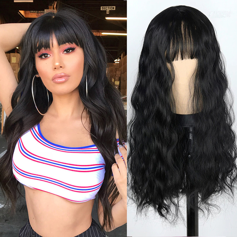Beautiful Long Wave Black Wig Synthetic Wig Color Wig Cosplay Wig Natural Black Wig Female ► Photo 1/6