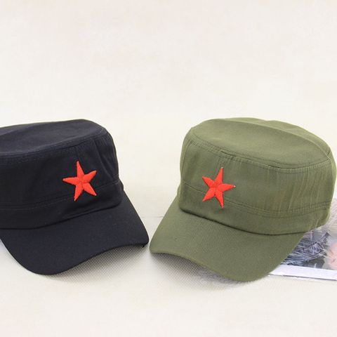 New China Chairmen Mao Red Star Pattern Flat Top Cotton Fabric Army Cap Hat Communist Army Hat tactical cap Outdoor Sport Hat ► Photo 1/6