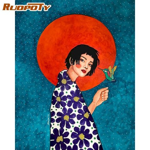 RUOPOTY 60x75cm Painting By Numbers Kits Long Hair Cool Girl Figure Oil Paints Acrylic Cnavas Home Bedroom Wall Artcraft Picture ► Photo 1/6