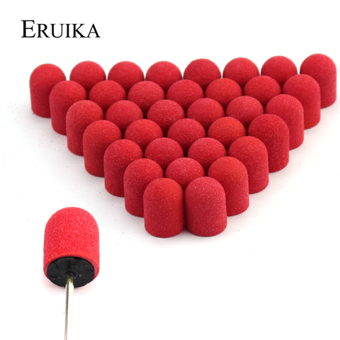 50pcs 10*15mm Red Nail Drill Accessories Pedicure Sanding Cap Foot Cuticle Milling for Manicure Pedicure Art Tools ► Photo 1/3