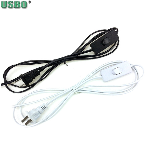 US Black white 2c*0.75mm 1.8m 250V PVC Copper AC power 303 button switch power cable LED Energy saving light bulbs power cord ► Photo 1/6