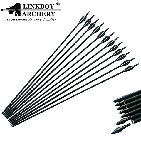 Linkboy Archery Carbon Arrow Shafts 28/30 Inch Spine 400  ID6.2mm 90 grain Point Compound Recurve Bow Longbow Hunting ► Photo 1/1