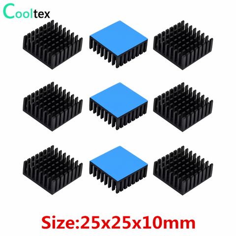 10pcs 25x25x10mm Aluminum Heatsink Radiator Cooling COOLER Heat sink for Electronic Chip IC MOS With Thermal Conductive Tape ► Photo 1/6