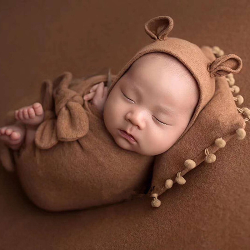 Baby Kids Cute Outfits Blanket Newborn Hat Pillow Wrap Cloth Photography Props 