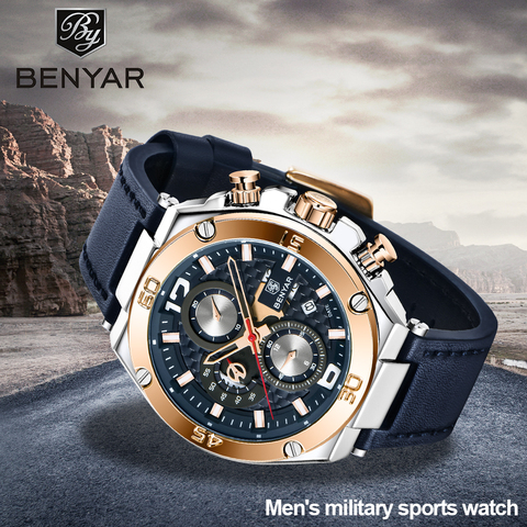 BENYAR 2022 New quartz men's watches Multifunction sport chronograph watch men top luxury brand wrist watch Relogio Masculino ► Photo 1/6