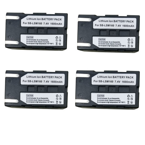 4Pcs 1600mAh LSM-160 SB-LSM160 LSM 160 SB LSM160 Camera Battery for SAMSUNG SC-D351 VP-D351 VP-D351I VP-D352 ► Photo 1/3