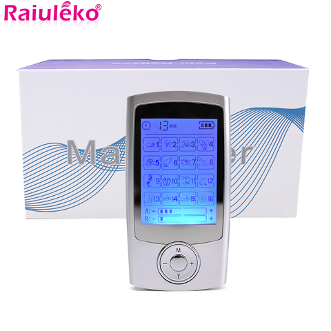 16 Modes Dual Output Electric Pulse TENS Unit Physiotherapy Body Massager Mini Pain Relief EMS Muscle Stimulator 2in1 LCD Screen ► Photo 1/6