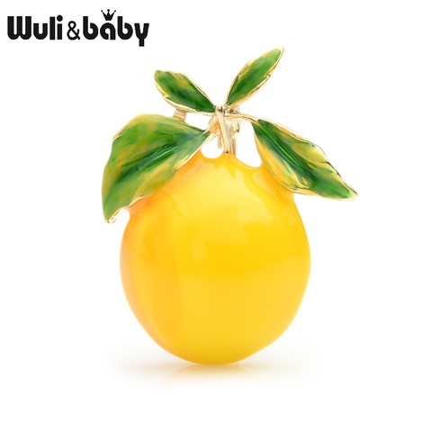 Wuli&baby Enamel Yellow Lemon Brooches Women Alloy Orange Party Causal Brooch Pins Gifts ► Photo 1/4