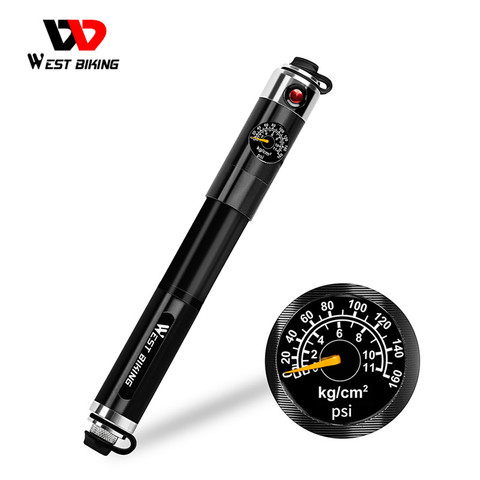 WEST BIKING Portable Bike Pump Gauge High Pressure Hand Pump Inflador Bicicleta Bike Accessories Schrader & Presta Bicycle Pump ► Photo 1/6