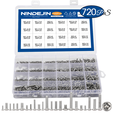 720pcs/set Cross Recessed Round Pan Head Laptop Screws Set M1.4 M1.7 M2 M2.5 M3 Carbon Steel Machine Screw Assortment Kit ► Photo 1/6