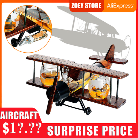 1000ml Creative Airplane Shape Wine Set Whiskey Glass, Glass Red Wine Decanter Bar Home Decoration Handicraft Decoration Sake ► Photo 1/6
