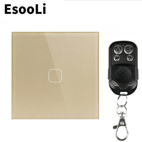 EsooLi Gold smart Switch 1/2/3 Gang  1 Way EU/UK Standard Touch Switch Wall Light Wireless Remote Control Touch Screen Switch ► Photo 1/6