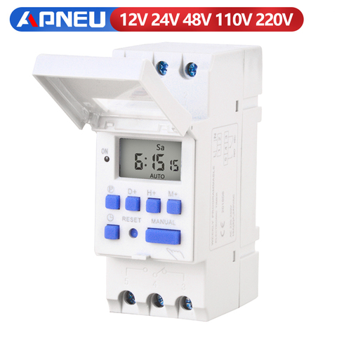 Electronic Weekly 7 Days Programmable Digital TIME SWITCH Relay Timer Control AC 220V 230V 12V 24V 48V 16A Din Rail Mount THC15A ► Photo 1/6