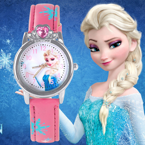 New Style Princess Elsa Child Watches Cartoon Anna Crystal Princess Kids Watch For Girls Student Children Clock Wrist Watches ► Photo 1/5