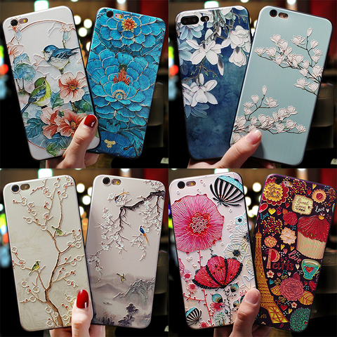 Relief Flower TPU 3D Emboss Silicone For iPhone X XR 6 7 8 Plus 5 5S SE 2022 11 12 Pro Mini Cases For iPhone XS Max Coque Cover ► Photo 1/6