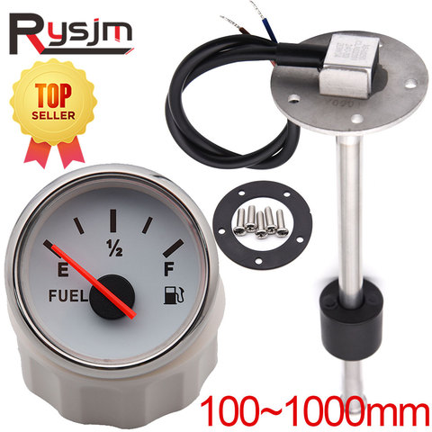 Marine Fuel Level Gauge Sensor 100-1000mm Custom Size Fit Boat Car Water Fuel  Level Gauge Meter 0-190ohm Red Backlight 9-32V - Price history & Review