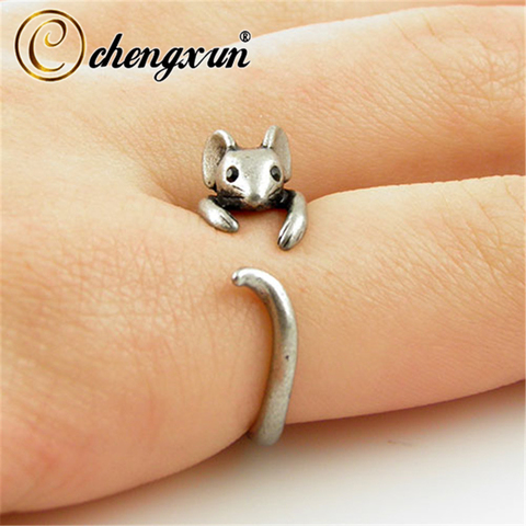 CHENGXUN Vintage Brass Knuckle Ring Adjustable Mouse Animal Wrap Weeding Ring Ladies Fashion Jewelry Boho ► Photo 1/5