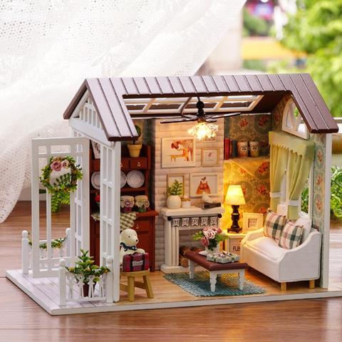 DIY Assembly Miniature Doll House Bedroom Model with Cover Kids Toy Xmas Gift ► Photo 1/6