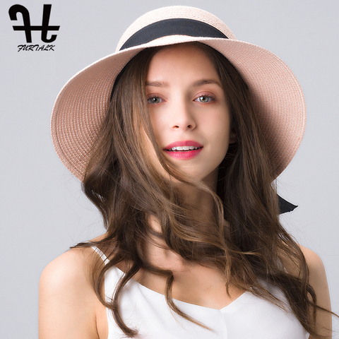 FURTALK Sun Hat for Women Summer Panama Hat Female UV Protection Floppy Beach Straw Hat Ladies Wide Brim Travel Sun Bucket Cap ► Photo 1/6