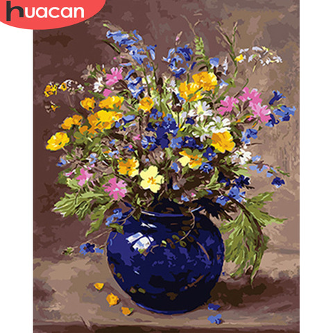 HUACAN Diy Oil Painting By Numbers Flowers HandPainted Drawing Canvas Kits DIY Home Decor Gift Pictures ► Photo 1/6