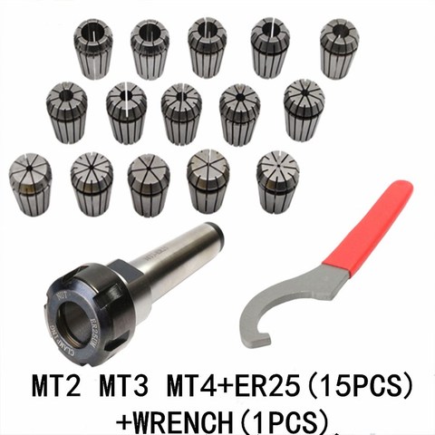 ER25 Spring Clamps 15PCS MT2 MT3 MT4 ER25 1PCS ER25 Wrench 1PCS Collet Chuck Morse Holder Cone For CNC Milling Lathe tool ► Photo 1/6