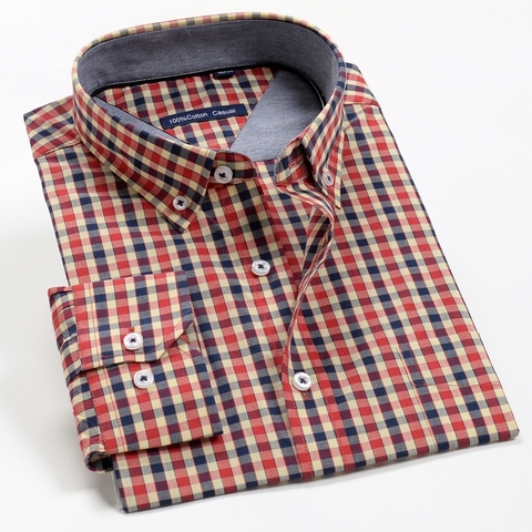 6XL 7XL 8XL 9XL 10XL 12XL Men's Business Casual Classic Plaid Long Sleeve Shirt Autumn Brand Clothing 100% Cotton Loose Shirt ► Photo 1/6