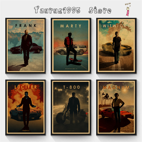 New movie protagonist man and car movie poster kraft paper poster retro poster wall sticker decorative painting ► Photo 1/6