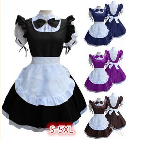 2022 Women Ladies Fashion Short Sleeve Doll Collar Retro Maid Dress Cute French Maid Outfit Cosplay Costume Plus Size S-5XL ► Photo 1/6