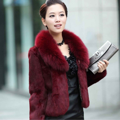 Women's Short Fur Jacket 2022 New Faux Fur Coat High Waist Slim Black Wine Red White Faux Fur Jacket Fake Rabbit Fur Jacket Coat ► Photo 1/6