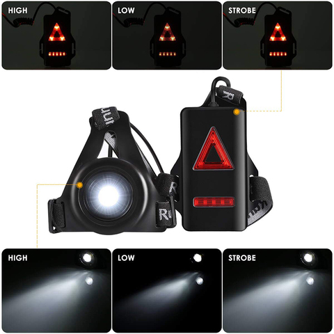 Running Lights LED Night Outdoor Camping Flashlight Warning Light USB Charge Chest Lamp Bicycle Cycling Safety Survival Tool ► Photo 1/6