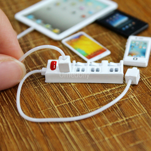 1PCS 1:12 Scale Miniature Dollhouse Socket Charging Cable for Mini Mobile Phone Model Barbies Doll House Decoration Accessories ► Photo 1/6