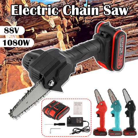 88V Cordless Electric Chainsaw Mini Chain Saw for Garden Pruning Handheld Tree Logging Trimming Saw Wood Cutter with 2 Battery ► Photo 1/6