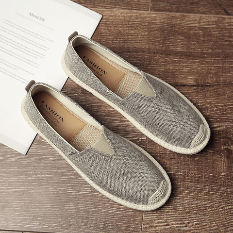 Whoholl Breathable Linen Casual Men's Shoes Old Beijing Cloth Shoes Canvas Summer Leisure Flat Fisherman Driving Shoes Wicking ► Photo 1/6