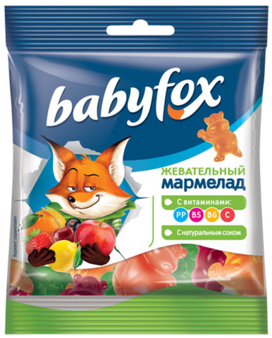 «BabyFox», мармелад жевательный с соком ягод и фруктов, 30 г ► Photo 1/1