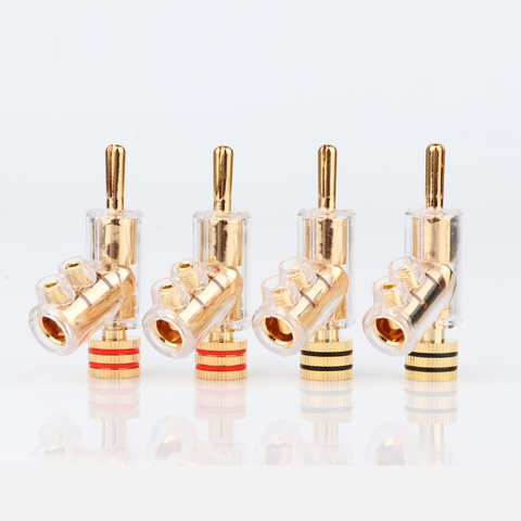 4pcs/set BA1403 High Performance 24K Gold plated Audio Banana Connectors 45Dgree Locking banana ► Photo 1/5