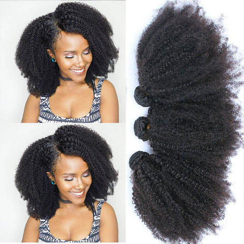 Mongolian Afro Kinky Curly Bundles Human Hair Bundles With Closure 100% Human Hair Weave Extensions 4B 4C Virgin Hair EverBeauty ► Photo 1/6