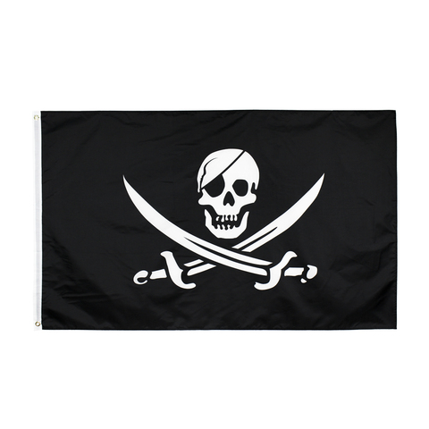 WN 60X90 90X150cm Jolly Roger Skull Bone With Double Blades Pirate Flag For Decoration ► Photo 1/6
