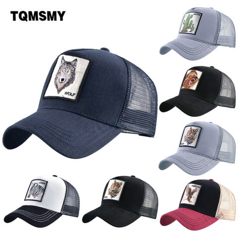 TQMSMY Summer Unisex Hip Hop Embroidered Animal Men Baseball Caps Women Breathable Mesh Snapback Hats Men's Trucker Hats Cap ► Photo 1/6