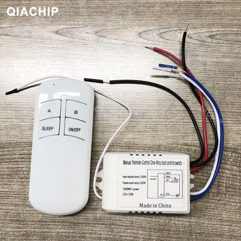 QIACHIP 2 Way AC 220V  Ceiling Fan Panel Control Switch For Lamp Light Bulb door Wireless Remote Control Switch RF Remote ► Photo 1/4