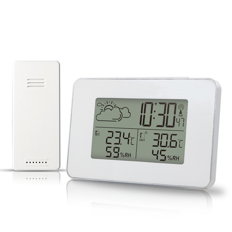 FanJu Weather Station Alarm Clock Electronic Digital Wireless Sensor Forecast Snooze Table Watch DCF Thermometer Hygrometer Tool ► Photo 1/6