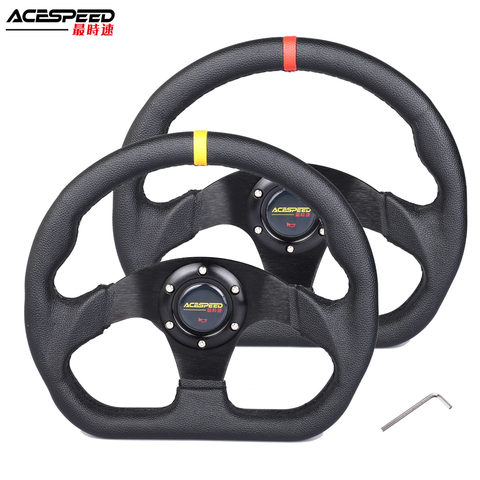 330mm 13Inch Racing Steering Wheel Drift Flat PVC Leather Black Stitching Steering Wheel Fit Car and Simulation Racing Game ► Photo 1/6