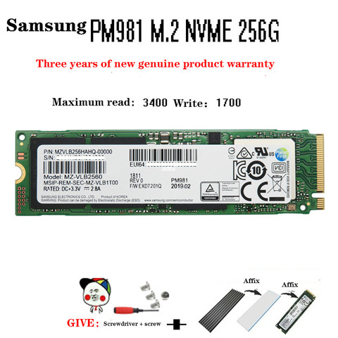 Samsung pm981a 256g m.2 PCIe M2 nvme desktop SSD notebook solid state drive ► Photo 1/6