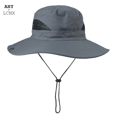 New Outdoor men hats Fishing cap Solid color Wide Brim Anti-UV beach sun caps women Bucket hat Summer Autumn Hiking camping ► Photo 1/6