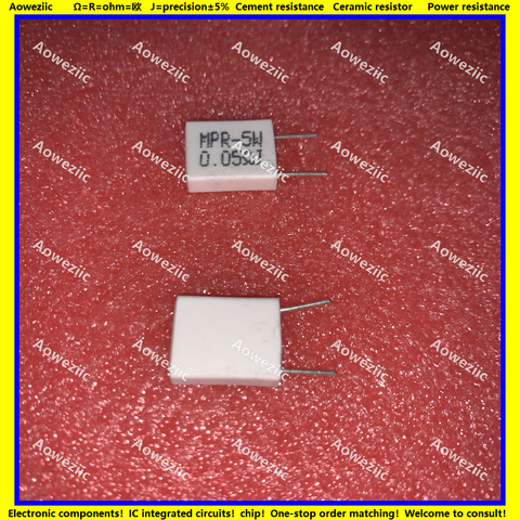 10Pcs Inductionless Cement Resistor 5W 0.05 ohm 5WR05J R 0.05RJ 5W0R05J Ceramic Resistance precision 5% Non-inductive Resistor ► Photo 1/1
