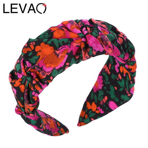 LEVAO Flower Print Headband Bezel Turban Scrunchies for Women Hairband Girls Hair Accessories Head Hoop Hair Jewelry Rubber Band ► Photo 1/6