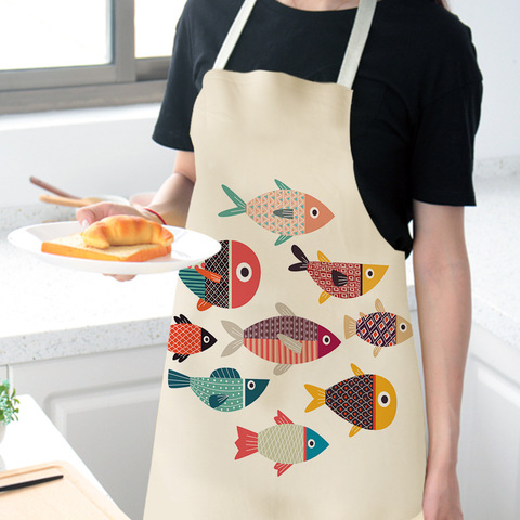 Women Men Kitchen Aprons Housewife Apron Waterproof Cooking oil-proof Fish Cotton Linen Home Textile Antifouling Chef  68*55 037 ► Photo 1/6