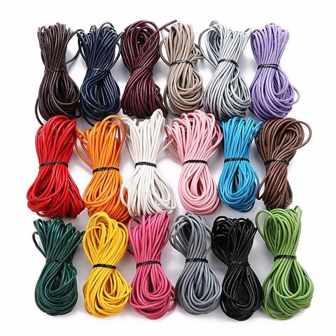 10meter/lot 2mm 100% Genuine round Leather Cord Jewelry Cord for Leather Bracelet Thread Rope Necklace Jewelry Making Finding ► Photo 1/6