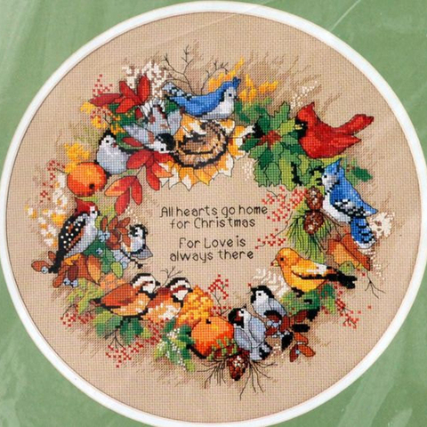 Top Quality Beautiful Lovely Counted Cross Stitch Kit All Hearts Go Home For Christmas Love Flower Bird Wreath dim 08413 ► Photo 1/5