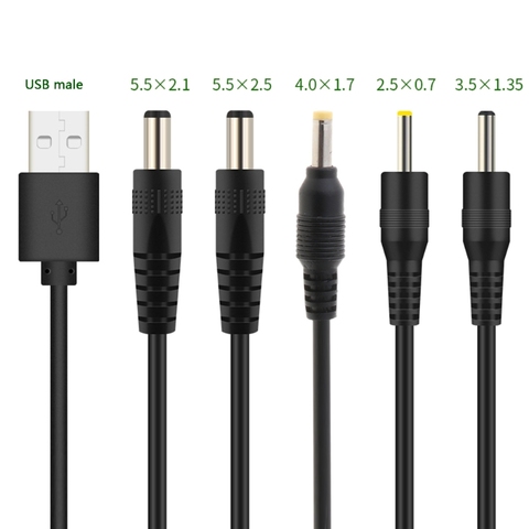 USB to DC Port Charging Cable Cord DC/5.5x2.1 5.5x2.5 3.5x1.35 4.0x1.7 2.5x0.7 ► Photo 1/6